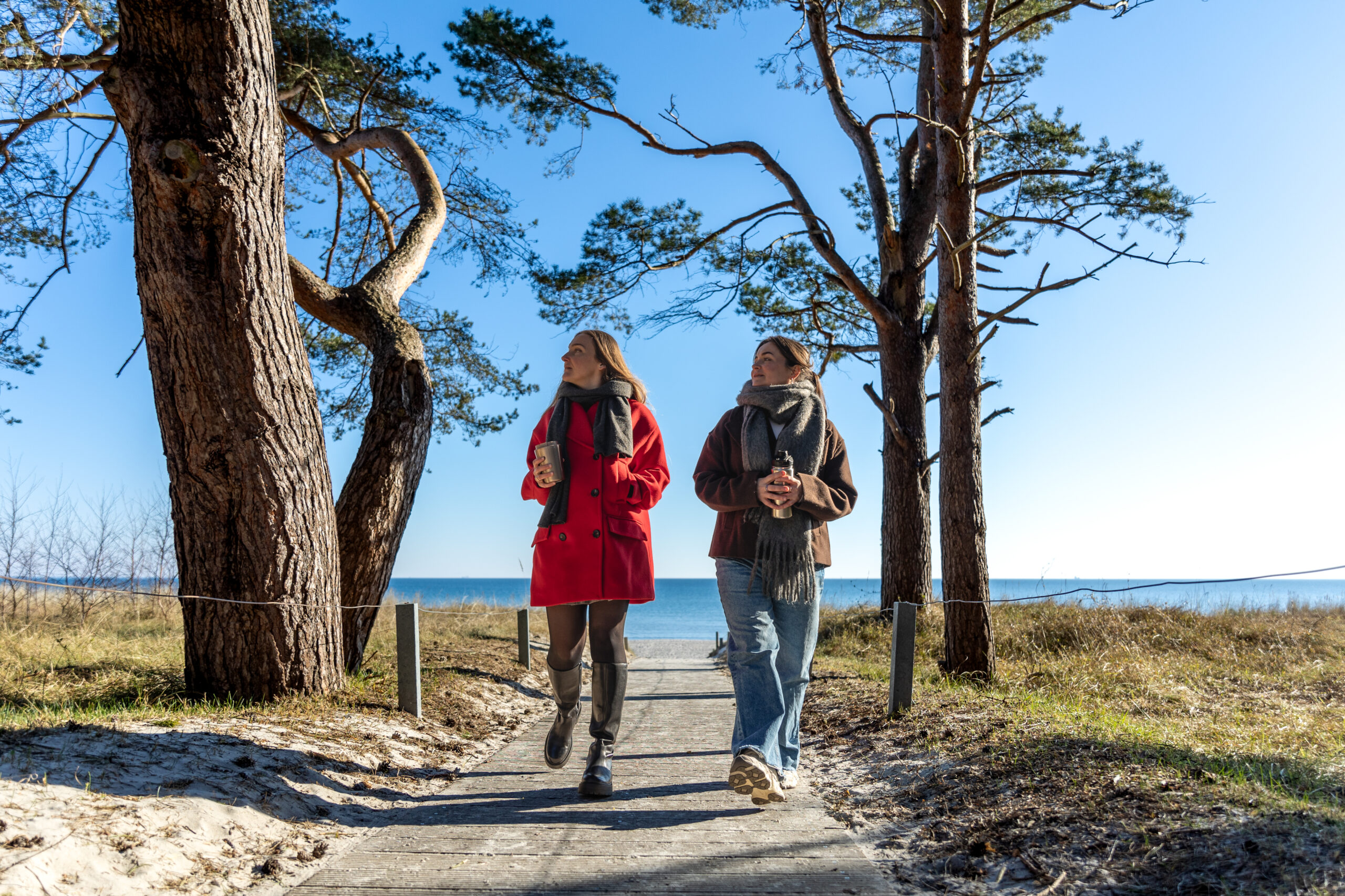 Netwerkwandeling voor ondernemers.Twee vrouwen wandelen in de duinen.